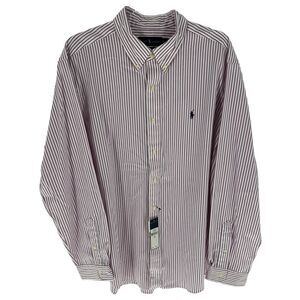 Ralph Lauren Shirt Mens XL Pink White Striped Classic Fit Button Down NEW $89